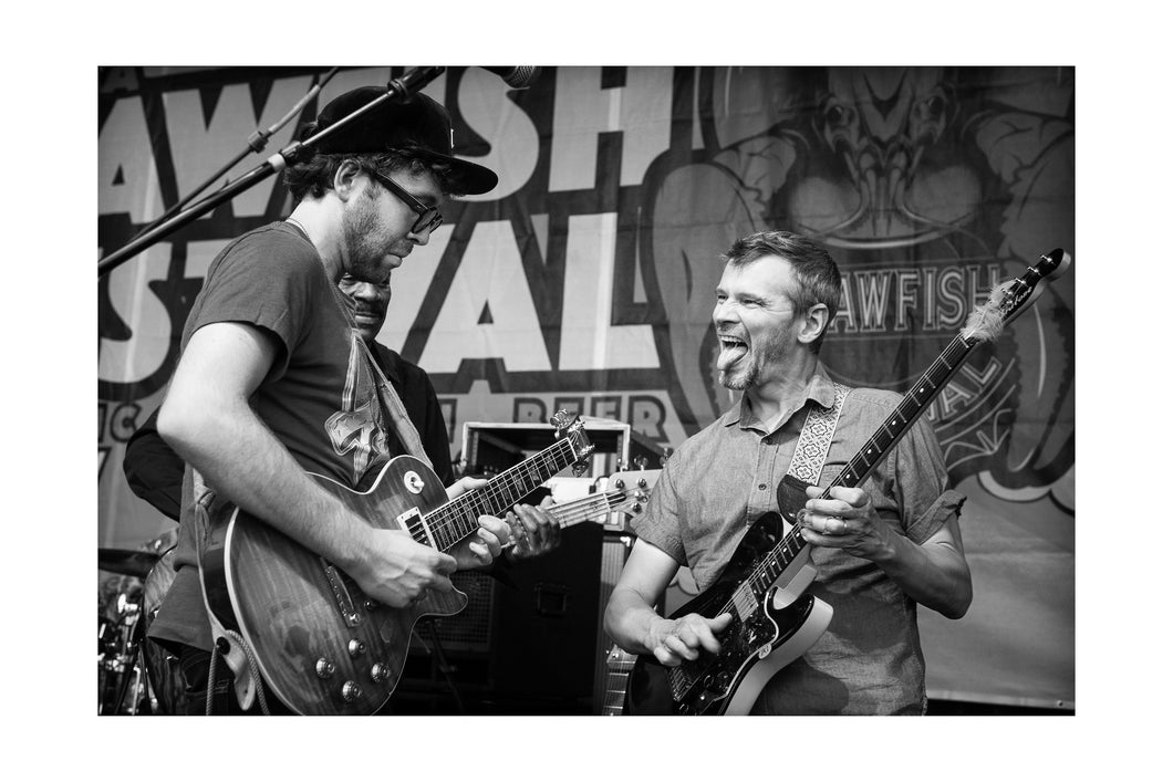 Ari Teitel, Tony Hall & Luther Dickinson @ NOLA Crawfish Fest (Mon 5/1/23) 16x24 Black & White Print