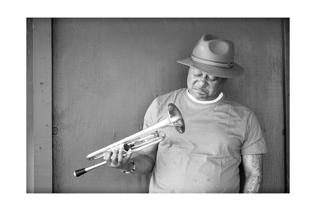 Kermit Ruffins #1- Something For Satchmo photo shoot (Tue 4/30/24) Black & White Print