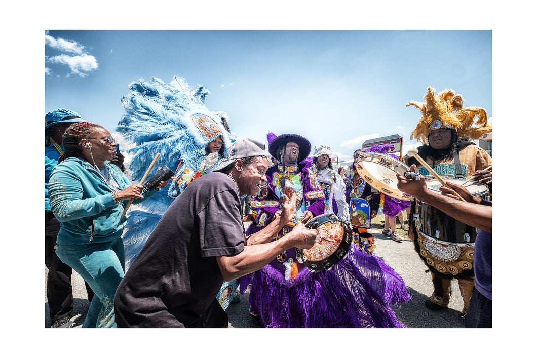 Big Chief Juan Pardo- Golden Comanche Mardi Gras Indians parade (Fri 5/5/17) 16x24 Color Print