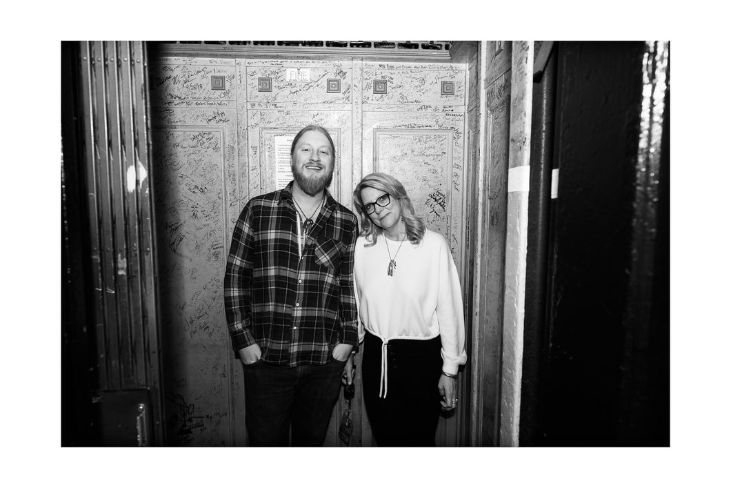 Derek & Susan- Elevator portrait Love Rocks NYC rehearsals (Thur 3/12/20) Black & White Print
