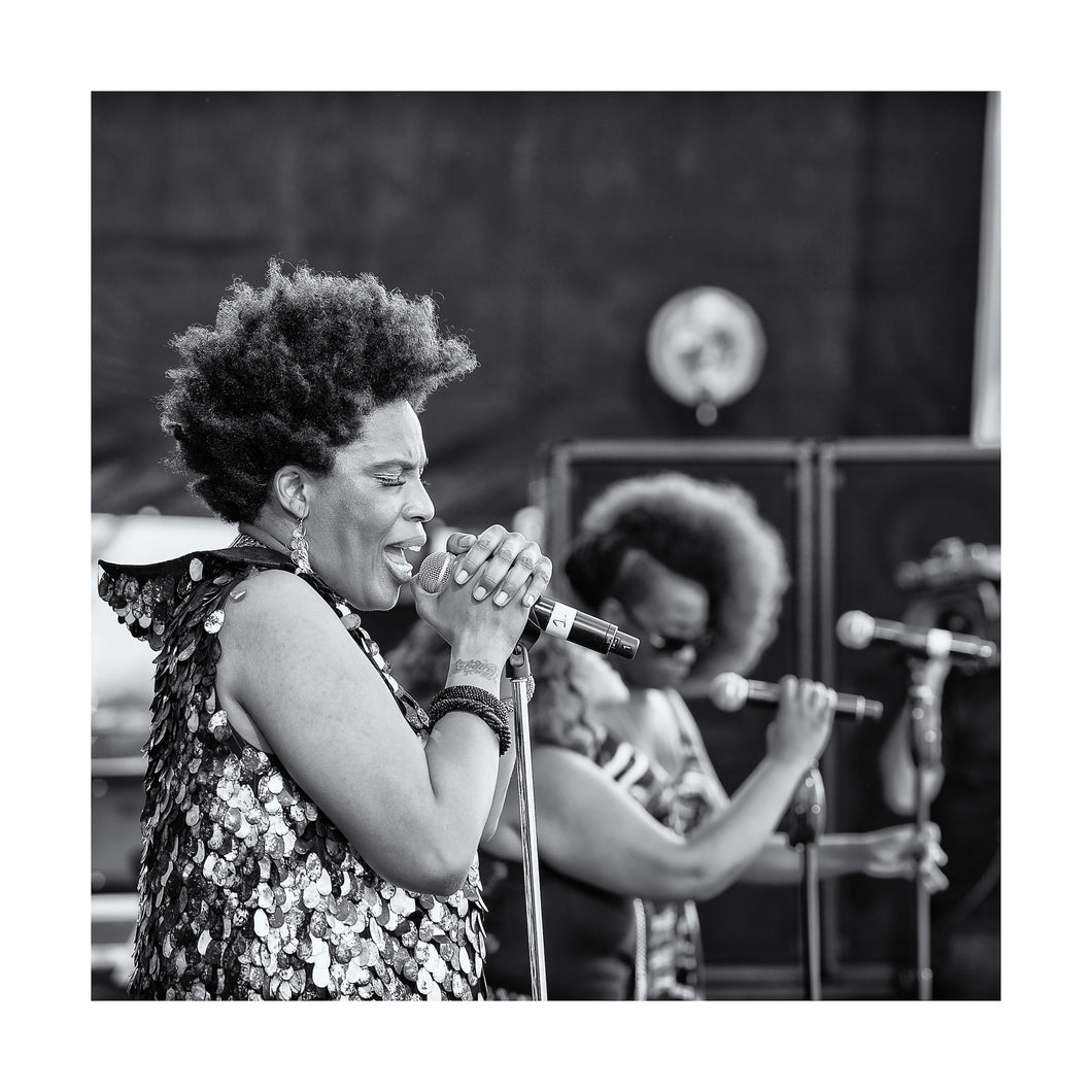 Macy Gray with Galactic @ Acura Stage (Fri 5/1/15) 14x14 Black & White Print