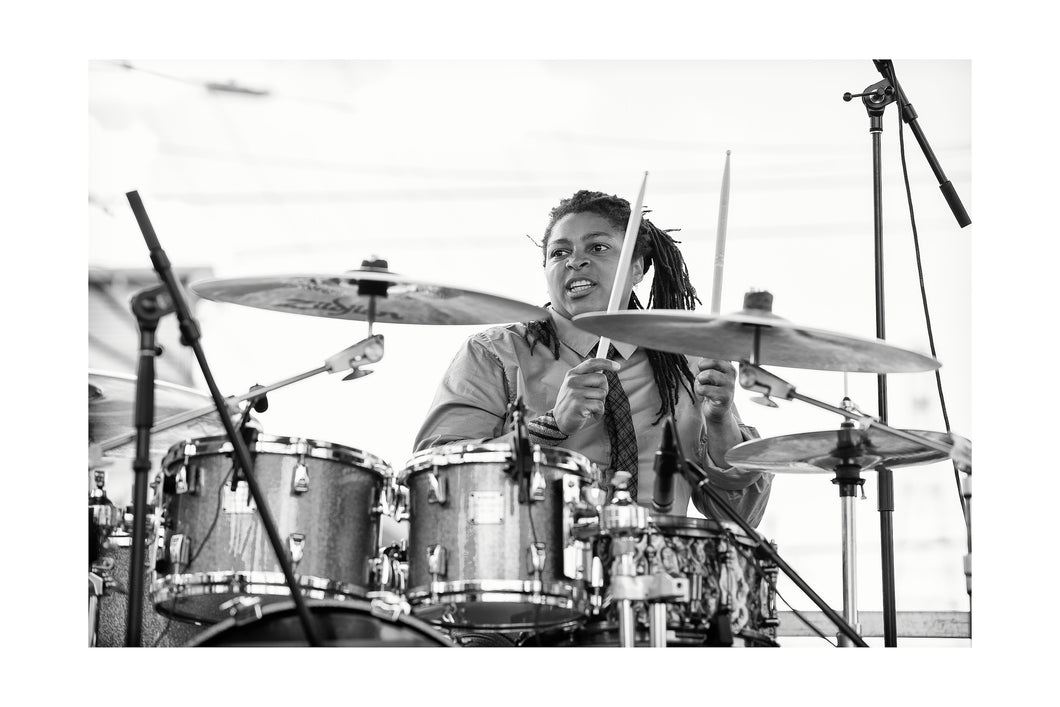 Nikki Glaspie- The Nth Power @ Oak Street Block Party (Wed 4/29/15) 12x18 Black & White Print